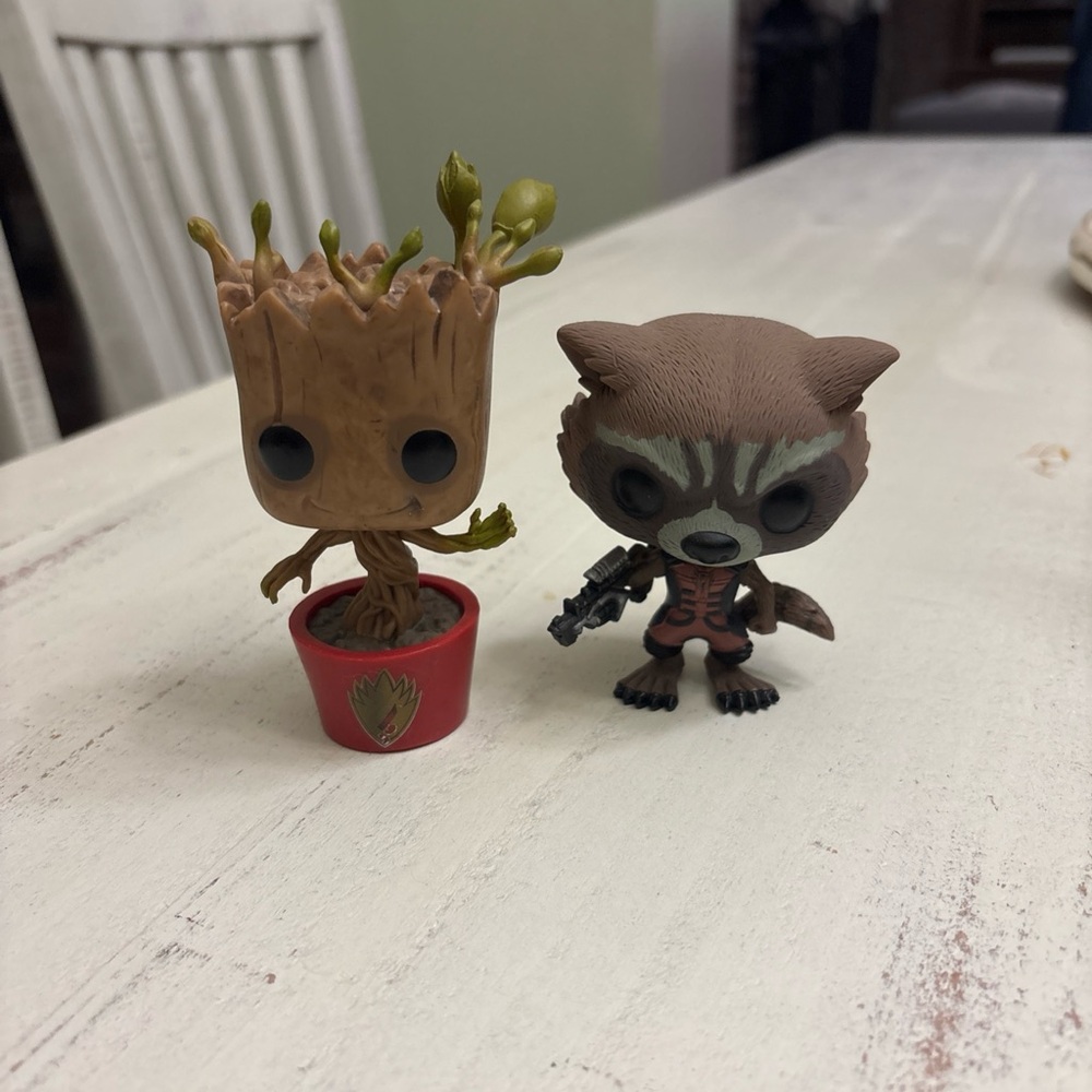 Funko Pop Rocket Raccoon Groot Bobblehead Dancing LOOSE Guardians Of The Galaxy